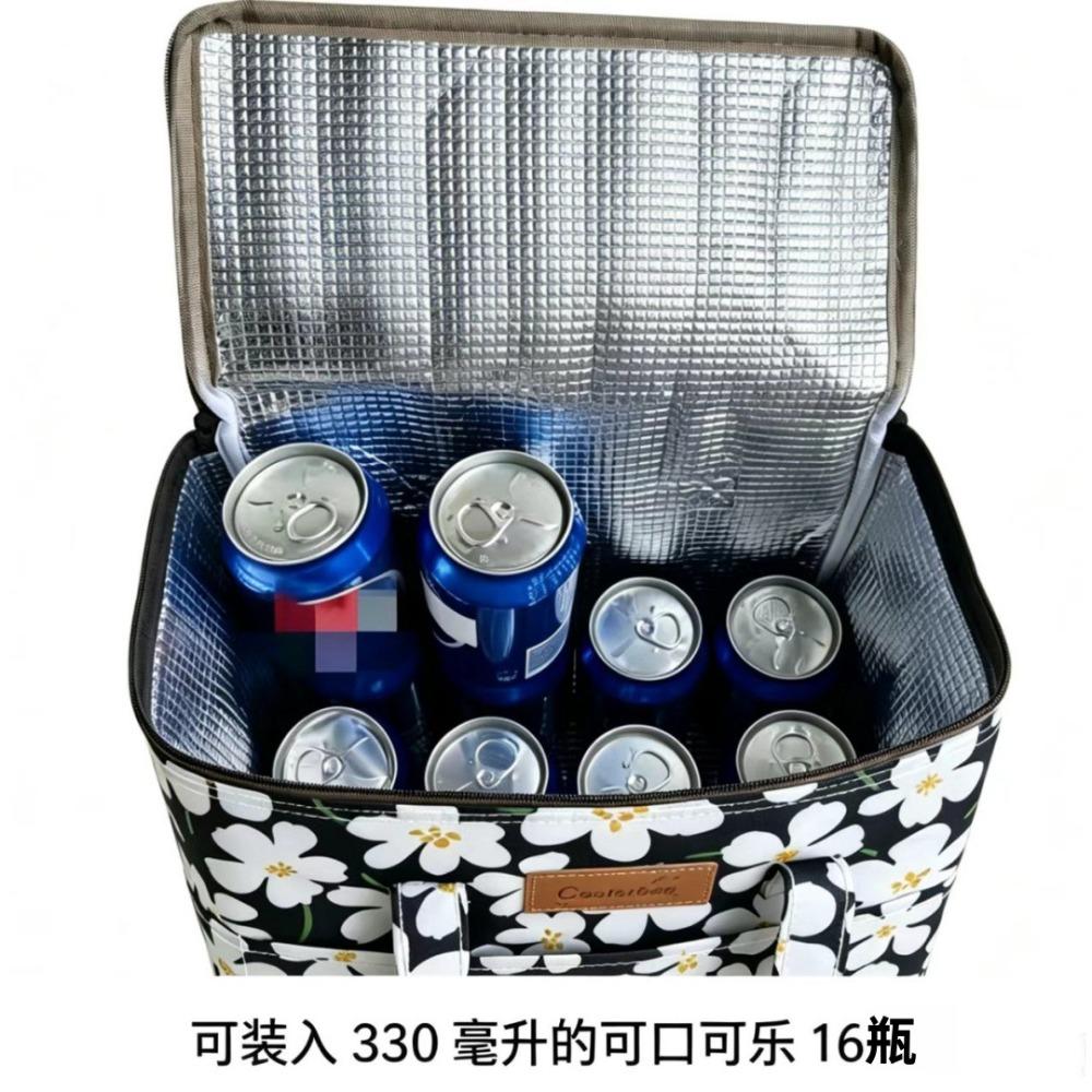 Oxford 4 Pockets Cooler Bag, Portable Handheld Insulated Lunch Bag, Outdoor Picnic Thermal Food Carrier