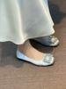 Evening Wind Ladyshoes Women's 202 Years 5 Early Autumn New Models Not Tired Feet Square Buckle Rhinestone Flats with Skirts Shallow Mouth Single Shoe