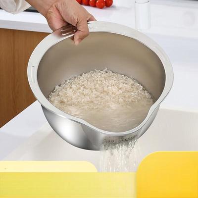 ZISIZ 304 Stainless Steel Slanted Drain Basin & Grater Set