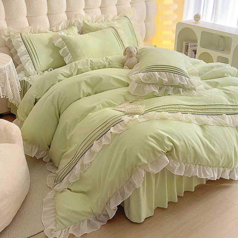 Chiffon Lace Bedding Set Four-piece Set Skin-friendly Breathable Washed Sheets Quilt Cover Pillowcase