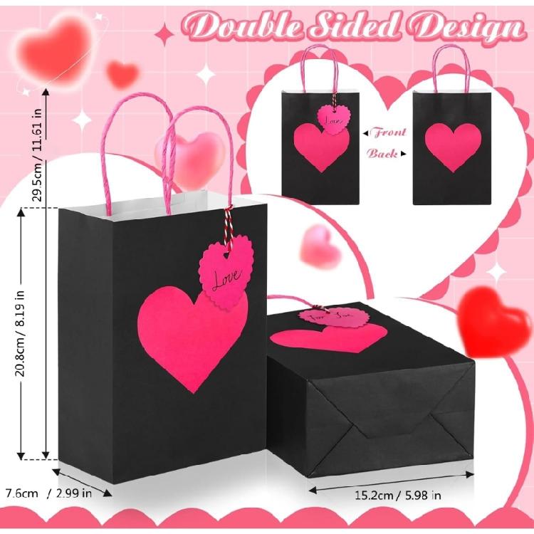Pack of 12 Eye Catching Heart Gift Bags Elegant Heart Gift Bags Present Pouches For Birthdays And Festival Event