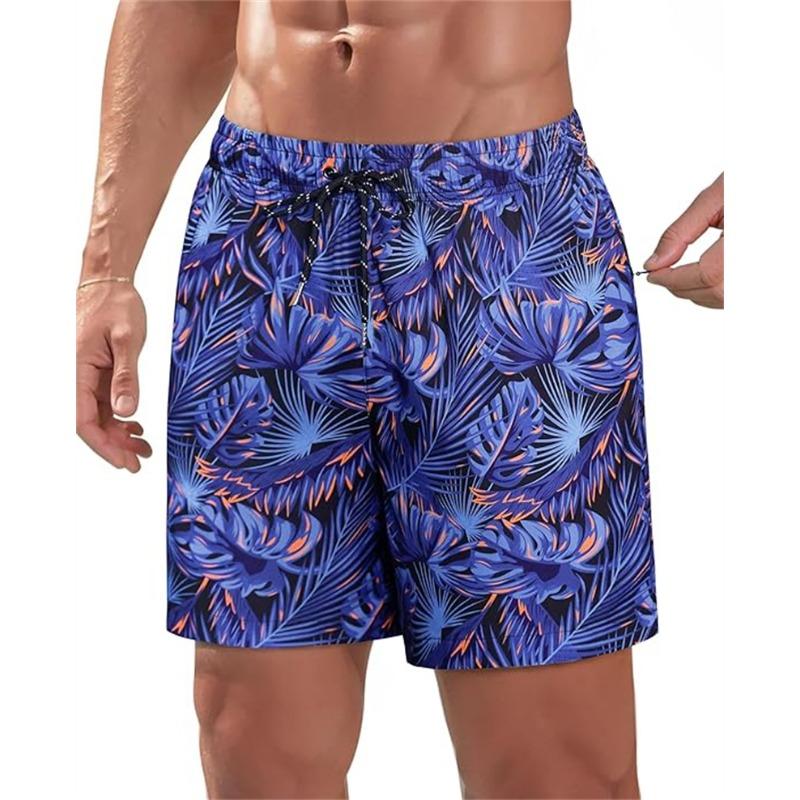 Vibrant Coconut Pattern Men Beach Shorts Lightweight Quick Dry Swim Shorts For Casual Daily Wear Beach Days And Fresh Summer