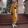 Pull Cardigan pour Femme Nouveau Style Couleur Unie à Capuche Long Ample Tricot Torsadé Vêtements Femme