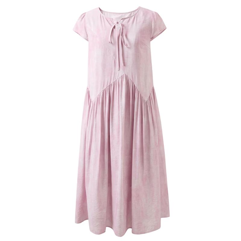 Sancai 2026 Spring Resort Style Pleated A-Line Maxi Dress XL