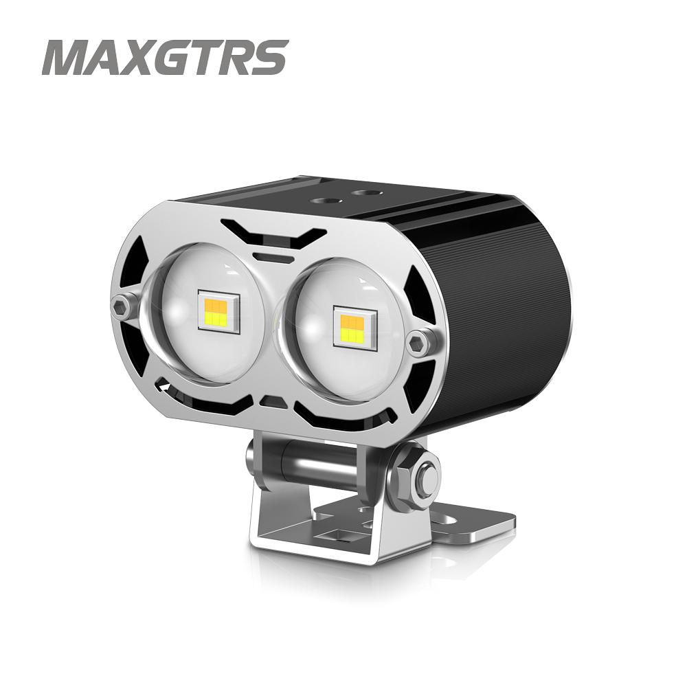 MAXGTRS 1x DRL Motorcycle Led Strobe Spotlight Electric Vehicle Auxiliary Road Low/High Light HeadLight Driving Lens DC12-85V