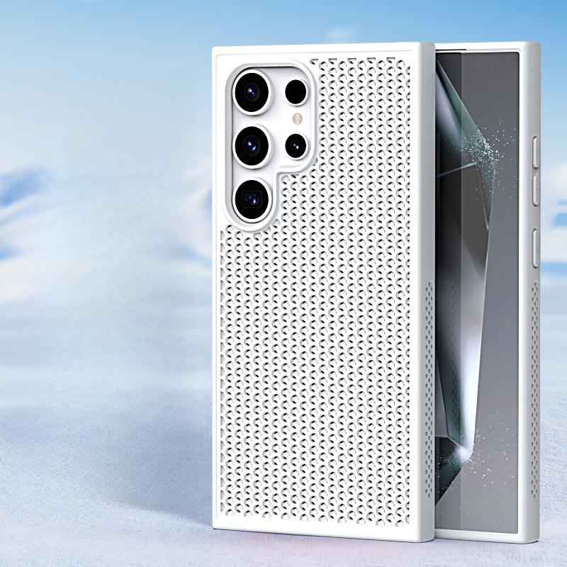 Suitable for Samsung S25Ultra Heat Dissipation Mesh Breathable Phone Case Honeycomb Hole Skin Feel S23FE Anti-drop Protective Case S24