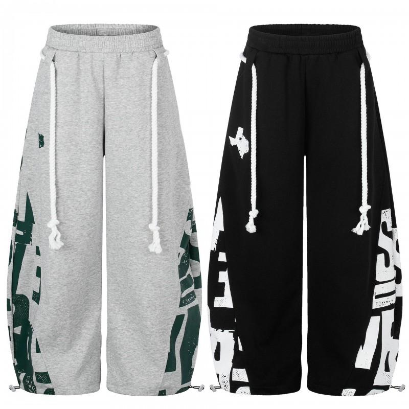 Mens Unisex Letter Print Sweatpants Loose Fit Wide Leg Casual Trousers Sports