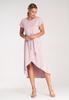 Asymmetrical Midi Dress - Dress With Tie - M1041 Pink Xl