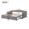 Upholstered Bed Extendable Sofa Bed 90/180x200cm with Slatted Frame, Multifunctional Bed Made of Skin-Friendly Velvet Fabric