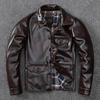 Mai Khaki Ölwachs Oberste Schicht Leder Leder Herren Echtlederjacke Weich Slim Revers Freizeitmantel