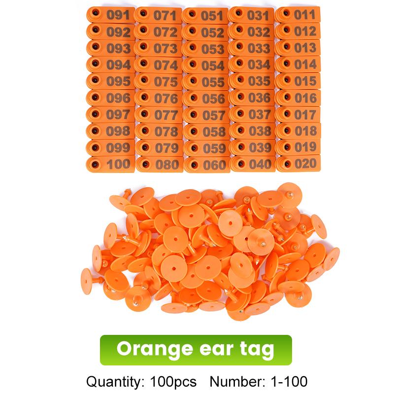 100Pcs Sheep Goat Ear Tag with Number / Ear Tag Pliers Laser Copper Head Earrings Farm Livestock Sheep Ear Identification Tools