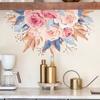 Self-adhesive Floral Wall Stickers Peony Bright Orange Flowers for Fridge Wall Home Decor