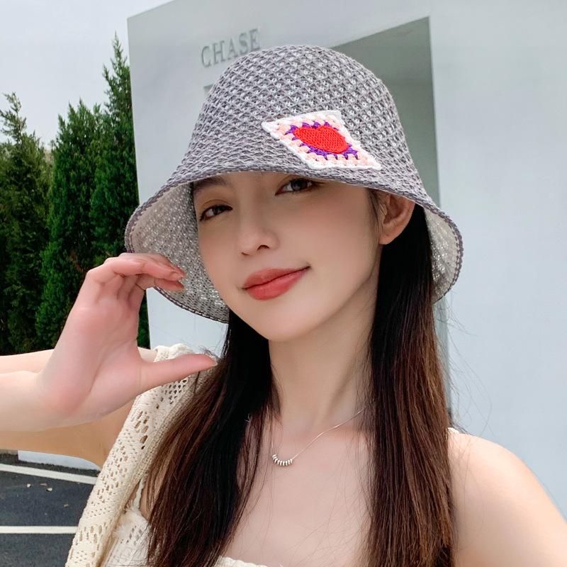 

Вязаная панама летняя шляпа женская полая дышащая маленькое персиковое сердечко солнцезащитная шляпа солнцезащитная шляпа тренд One Size