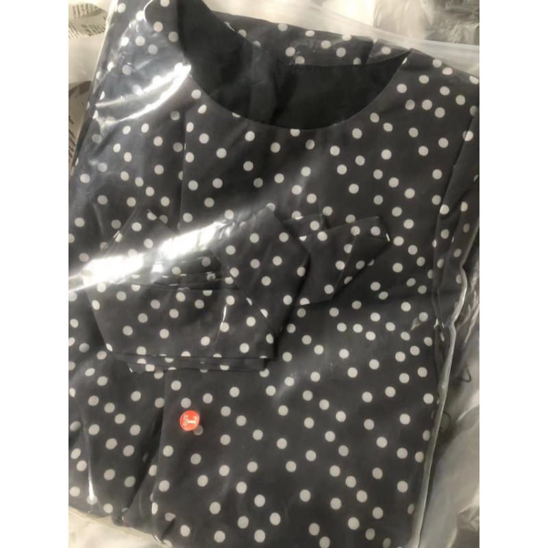 Damen Frühling Sommer Gepunktetes Chiffon Midi-Kleid Rundhalsausschnitt Langarm Bindegürtel A-Linie Fließendes Freizeitkleid für Büro Alltag Urlaub Party