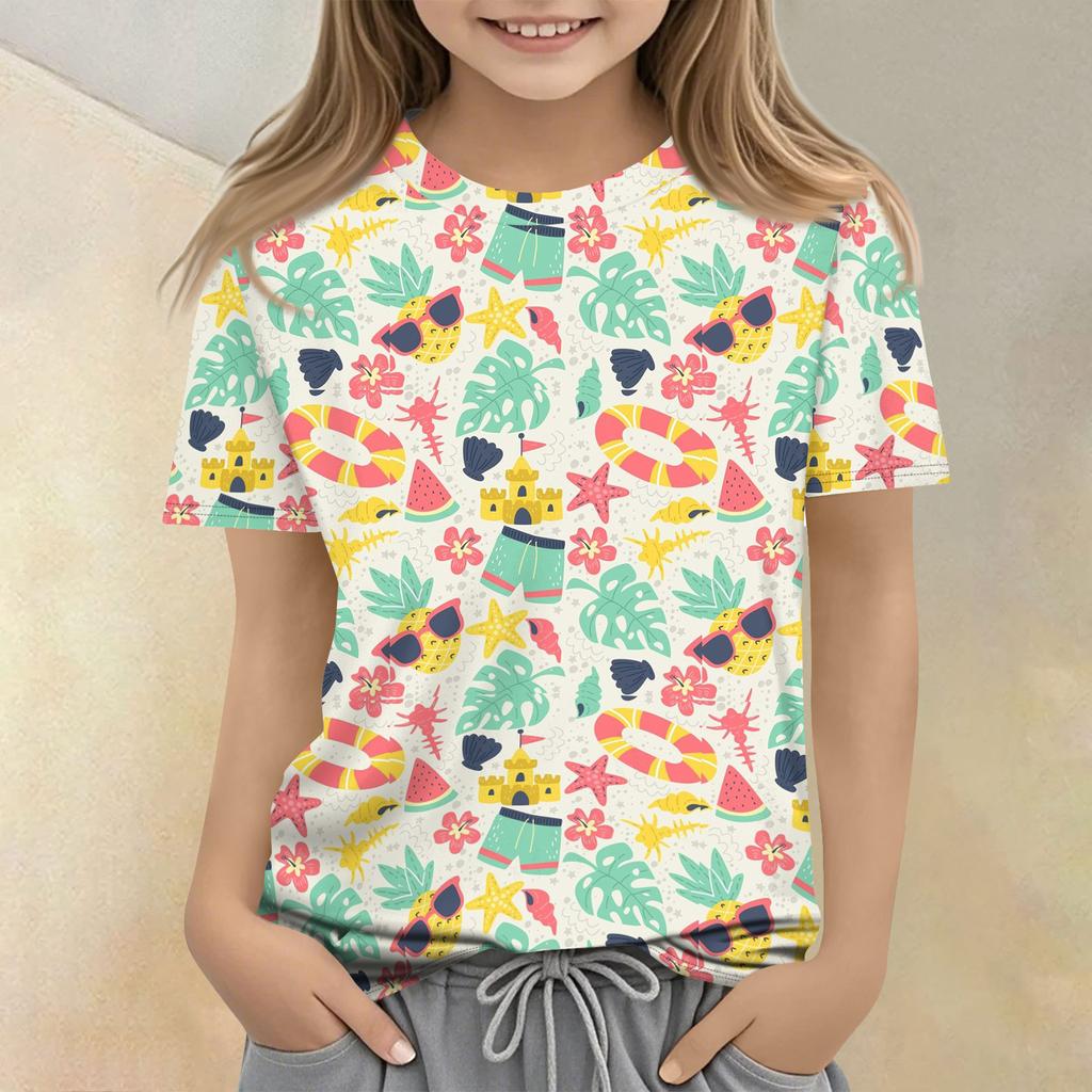 Camiseta Casual Infantil Estampada de Manga Curta com Gola Redonda