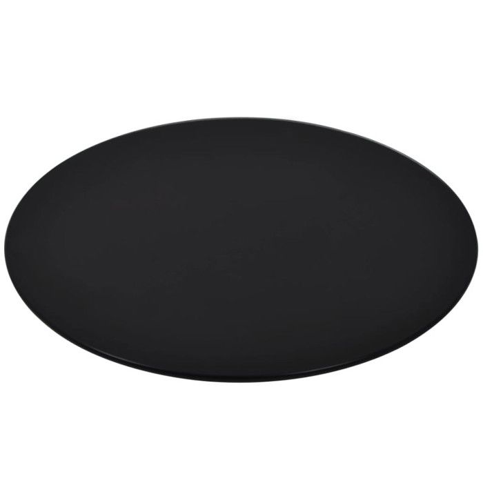 Round Table Top - vidaXL - Tempered Glass - 800 Mm - Black - Contemporary