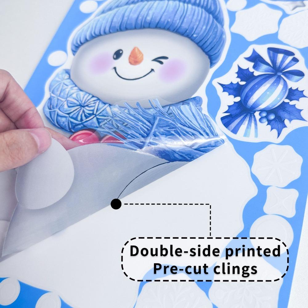 Christmas Static Cling Window Stickers Santa Snowman Reindeer Snowflake Designs for Windows Store Displays Holiday Party Decor