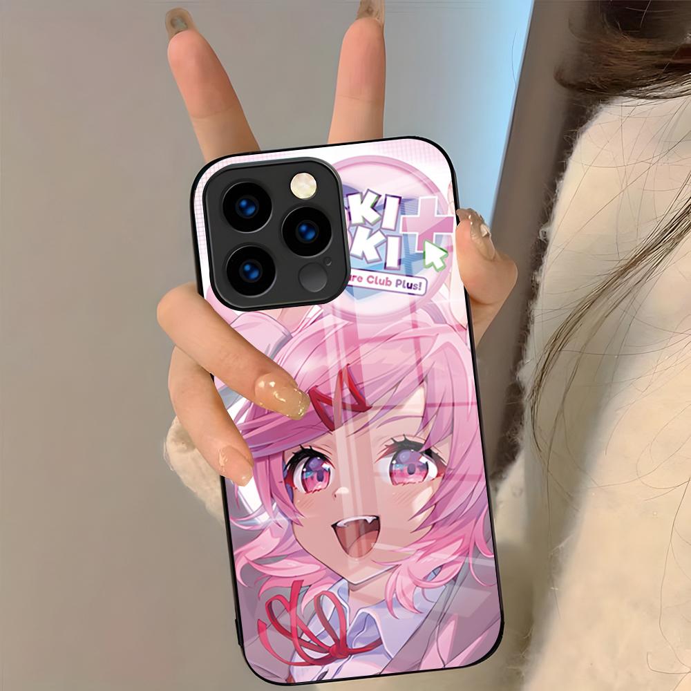 Cartoon Character Natsuki Phone Case For IPhone 17 Pro Max 16 15 14 Pro Max 13 11 Plus Glass Cover
