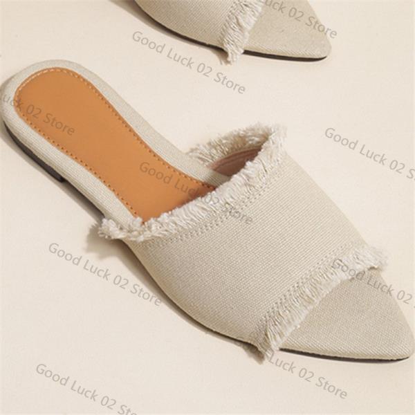 

Fashion 2025 Fashion Shoes Slippers Flat Luxury Slides Low Slipers Women Designer Cotton Fabric PU Hoof Heels Rubber Sewing Woman Shoes 42