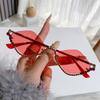 New Rhinestone Half Frame Sunglasses Exaggerated Color Diamond Glasses Sunglasses Women90306-1