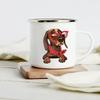 Lustiger Dackel-Druck Kreative Emaille-Tasse Kaffee-Weintassen Cartoon-Hunde Pfote Party-Getränk Bier Saft Milch Tassen Geschenke für Liebhaber Hund
