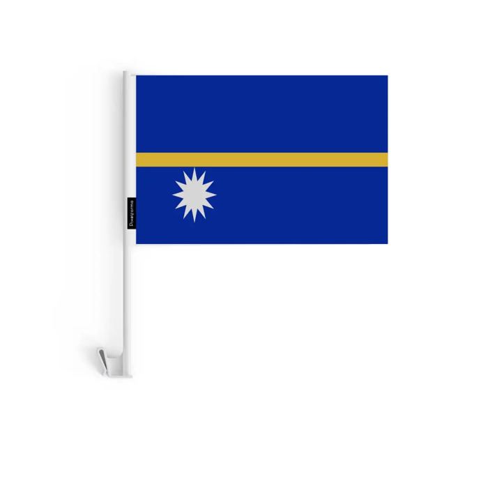 Drapeau Voiture - Nauru - 14 x 21 cm - 20 pièces - Polyester - Impression recto/verso