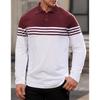 Herren Colorblock Poloshirt - Klassisch Lässig Langarm Regular Fit Gestreifte Bluse Frühling Herbst