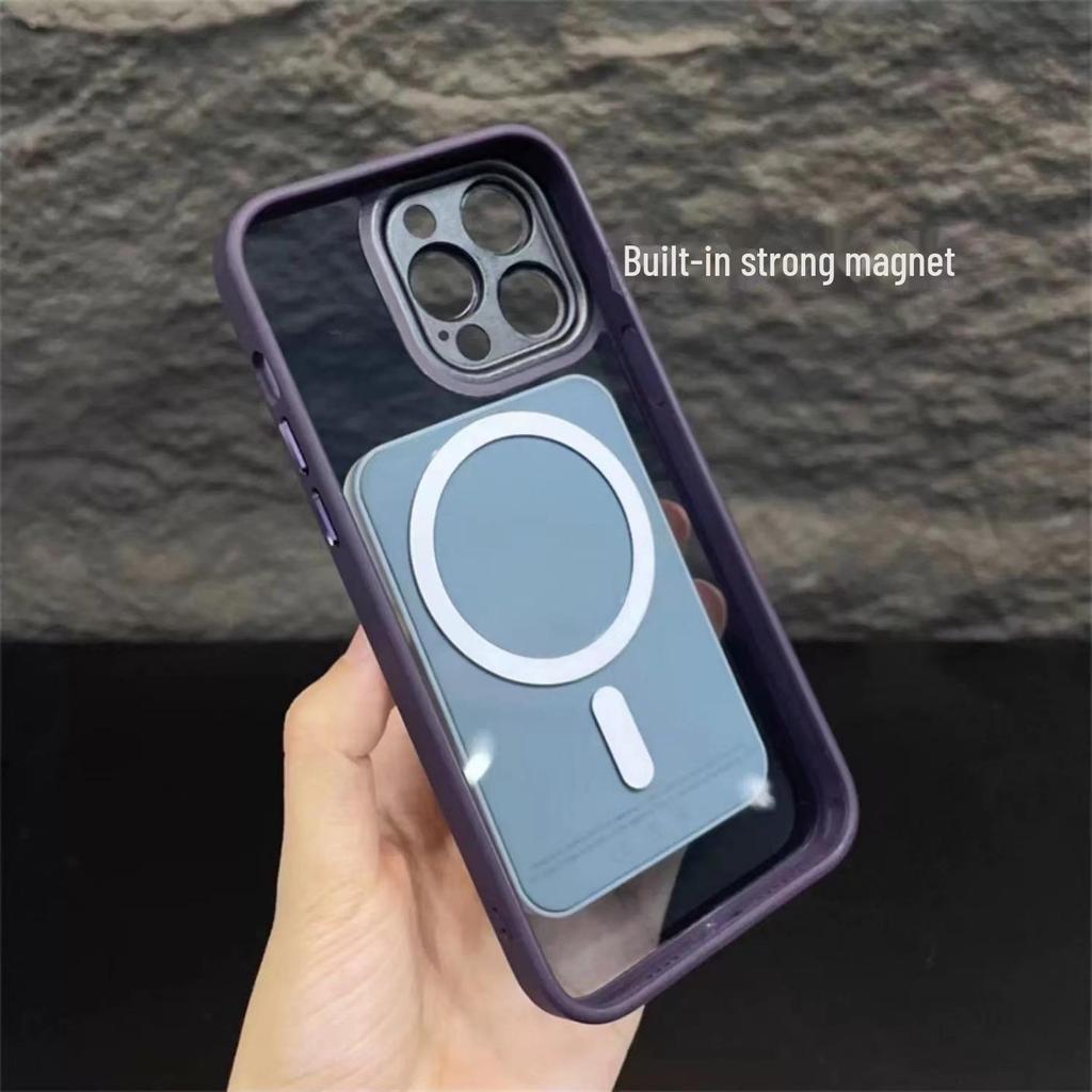 iPhone 16 Magnetic Transparent Case with Apple 15 Pro Metal Lens Film Protection