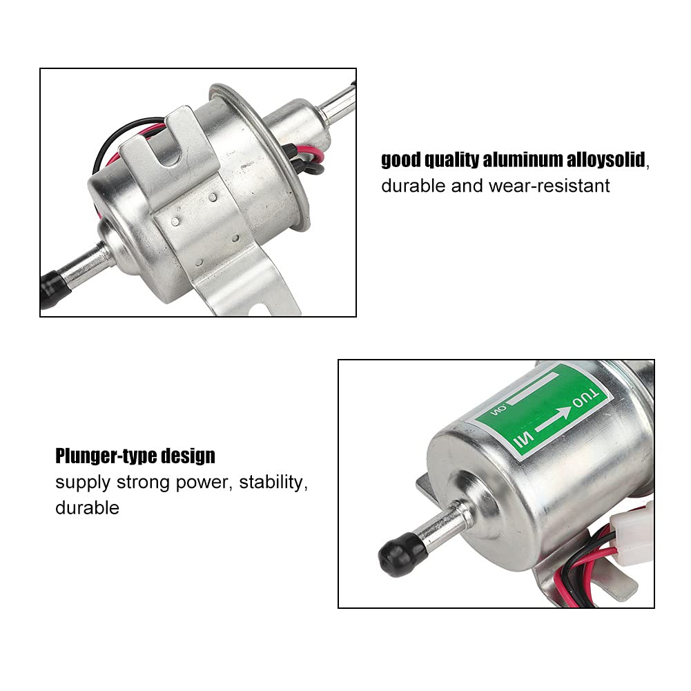 Electric Fuel Pump-Qiilu Universal 24V Car Boat Electric Fuel Pump Line Filter Gasoline Diesel Replacement (Silver)