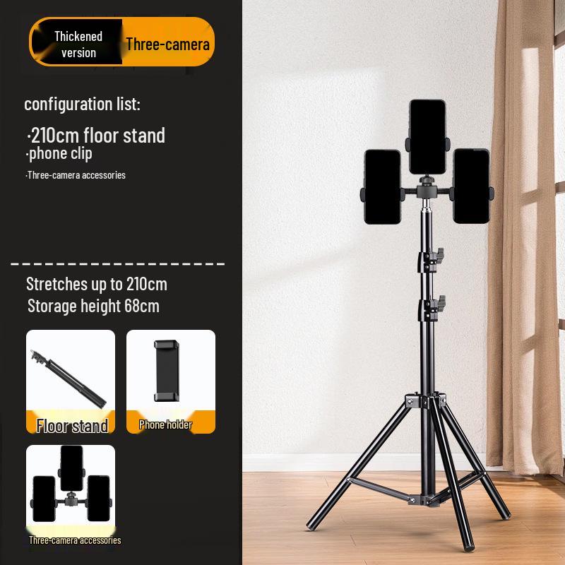 Dual-angle Mobile Phone Tripod with Fill Light for Live Streaming and Recording