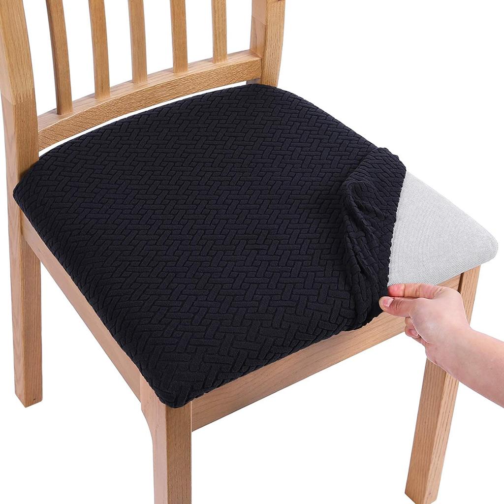 WaterProof Spandex Dining Room Upholstered Cushion Solid Chair Seat Cover Removable Slipcovers with Washable Furniture Protector