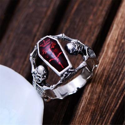 Huajie Herren Skelett Totenkopf Ringe Punk Hip Hop Ringe Halloween Rock Ring Einzigartiges Design für Herren Accessoires Trend Welle
