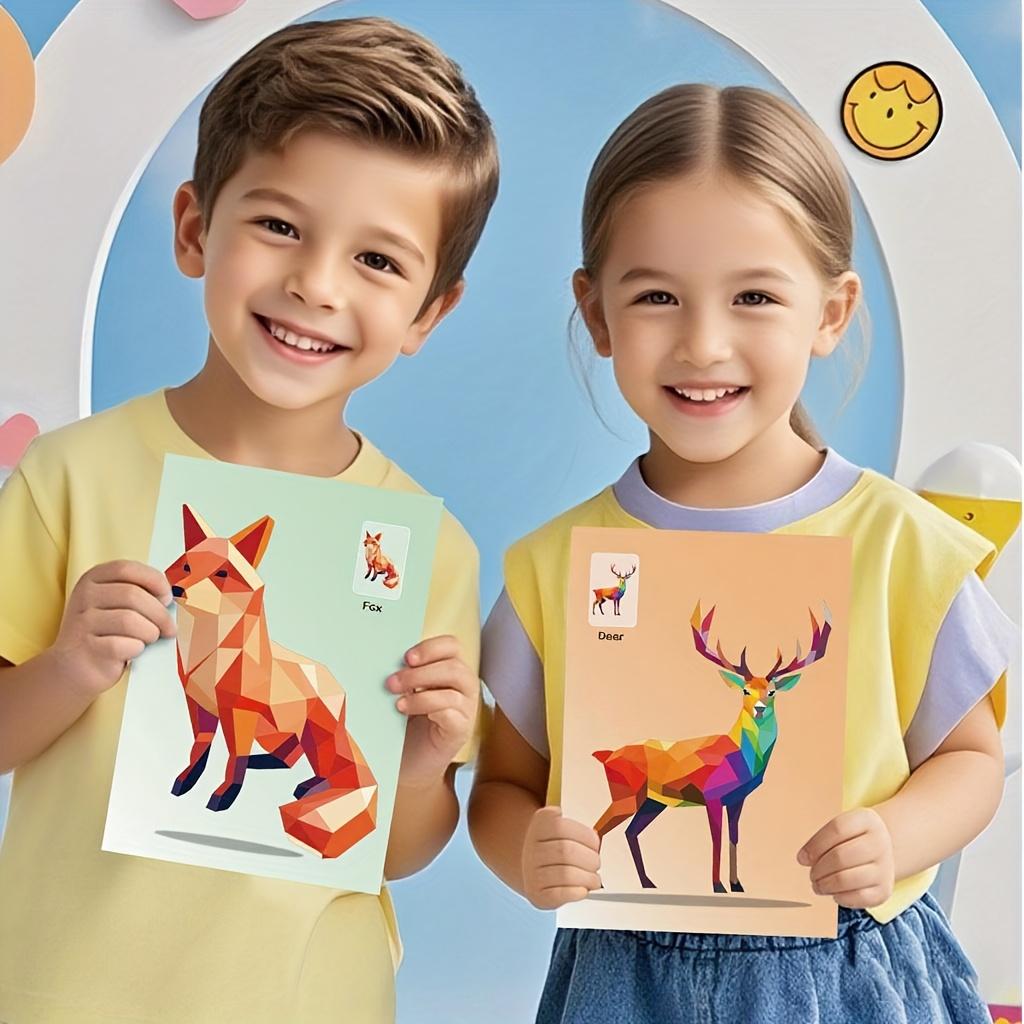 Handmade Stickers Animal Cognitive 6 Geometric Collages Children's Puzzle Enhance Focus Training Enlightenment Toy Stickers