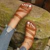 Summer Flat Heel Sandals for Women Casual Plus Size 42 Beach Slippers Woman Pu Leather Strap Slip-On Gladiator Sandals