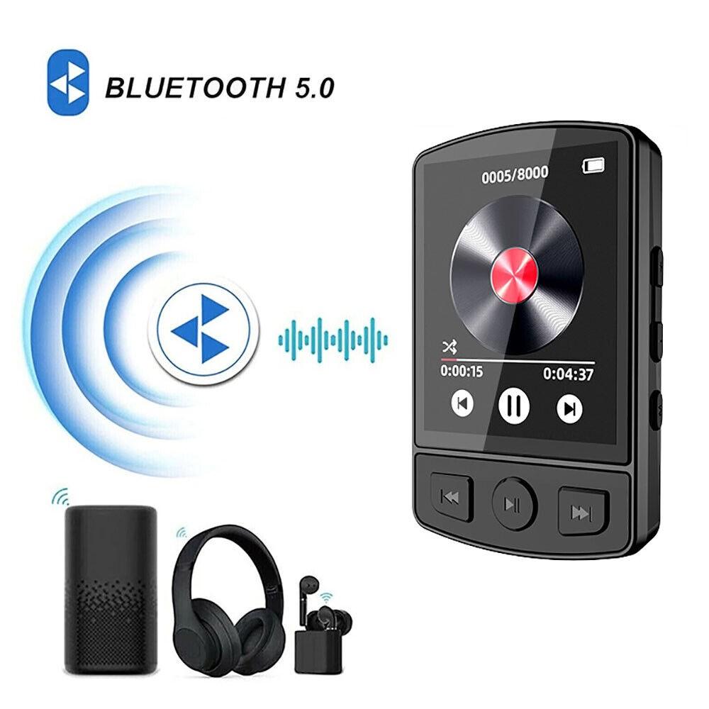 Mini MP3 Player Portable Sport Clip Walkman HiFi Sound Bluetooth-Compatible 5.0 Student Walkman 1.8 Inch Screen with FM Radio E-Book