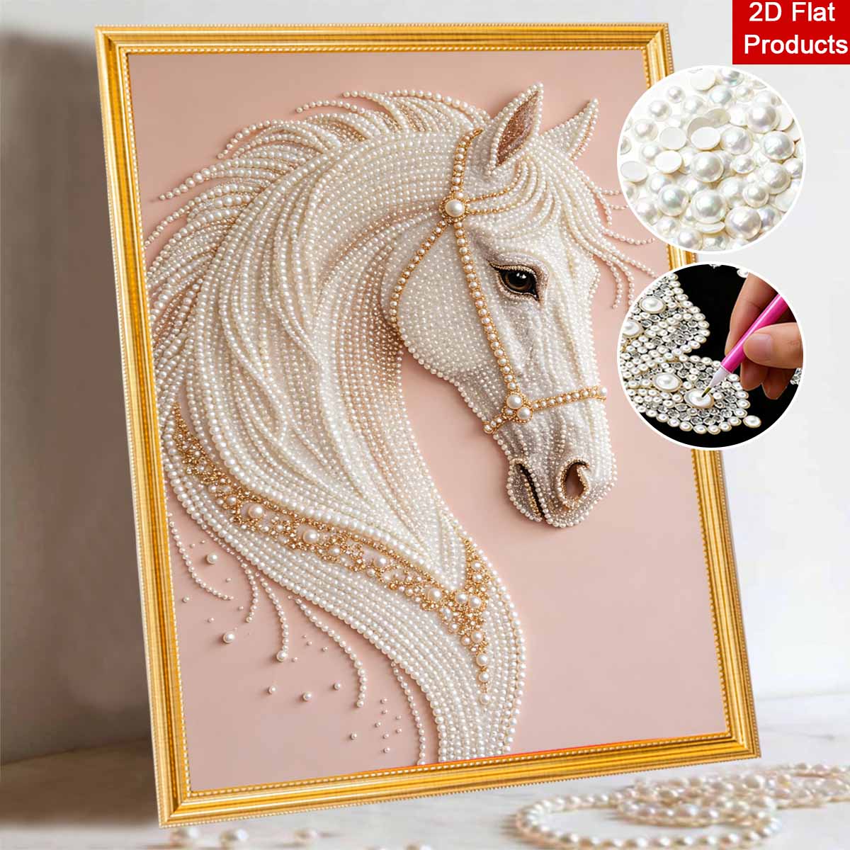 

Pearl Art Painting Kit for Adults and Beginners, Elegant Horse Sparkling Painting Craft Home Wall Decor Handmade Gift 30x40cm