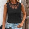 T-shirt Estiva da Donna Top Senza Maniche con Patchwork di Pizzo