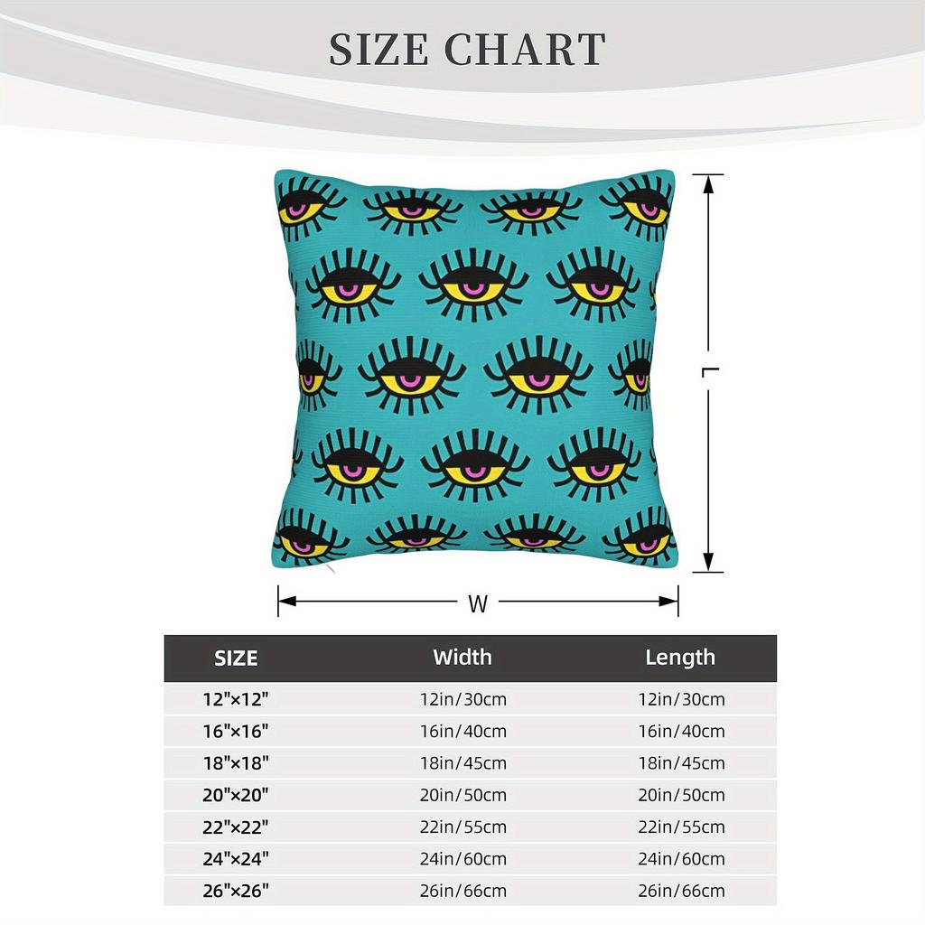 1Pc Contemporary Pop Art Eyes 123 Cushion Cover, 100% Polyester Woven Decorative Pillow Case, Machine Washable, Zipper Closure,