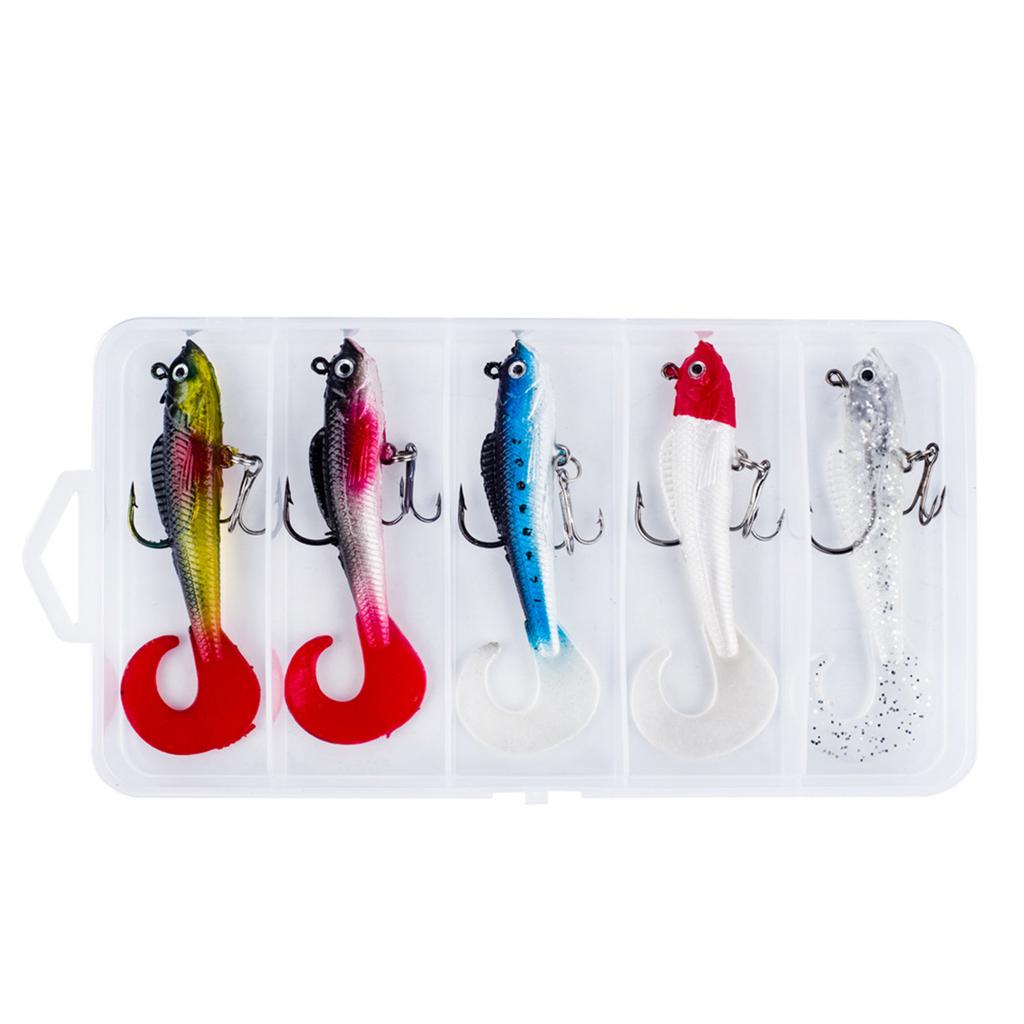 Artificial Plastic Bait Swimbait Fishing Hook Tackle Soft Swimbait Curl Tail Fish Baits Fishing Jig Lures Easy to Use