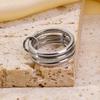 Titanium Steel Fashion Creative Plated Jewelry18k Gold Ring Three-Layer Plain Band with Inlaid Diamonds Stackable Rings Wholesale