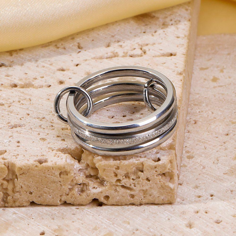 Titanium Steel Fashion Creative Plated Jewelry18k Gold Ring Three-Layer Plain Band with Inlaid Diamonds Stackable Rings Wholesale