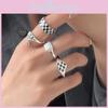 Elegant Korean Style Black And White Checkerboard Adjustable Ring For Women Fashion Accessory