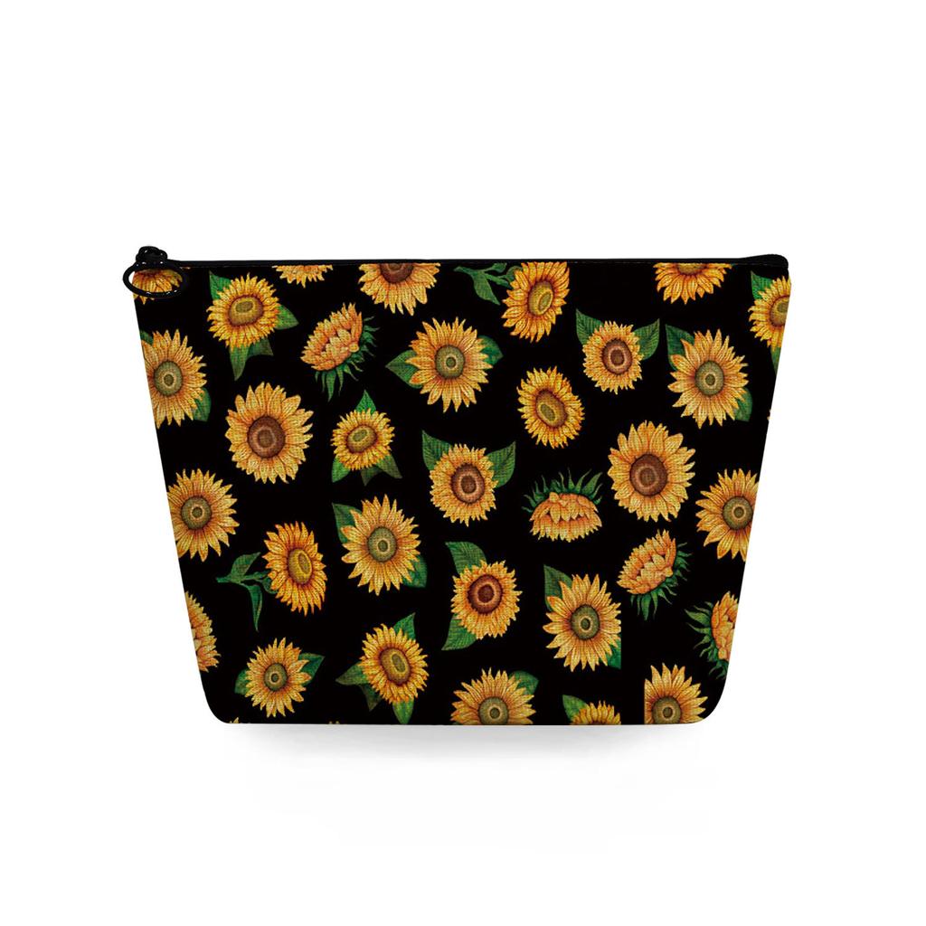 Women Sunflower Print Cosmetic Bag Toiletries Organize Travel Storage Case 6788