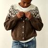 Women's Retro Knitted Cardigan Sweater Coat with Buttons Loose Fit for Fall Winter