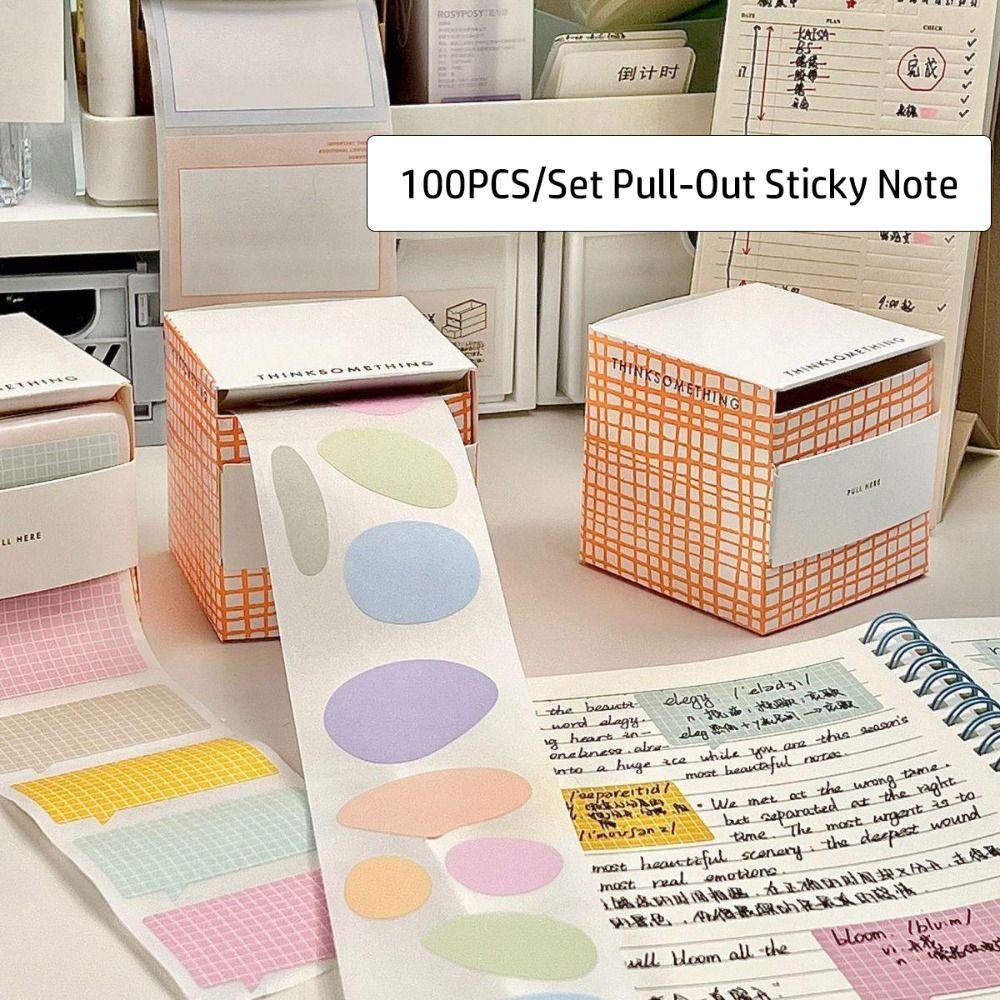 100PCS/Set DIY Sticky Note Full Adhesive Tearable Notepad Scrapbook Sticker  Creative Stationery