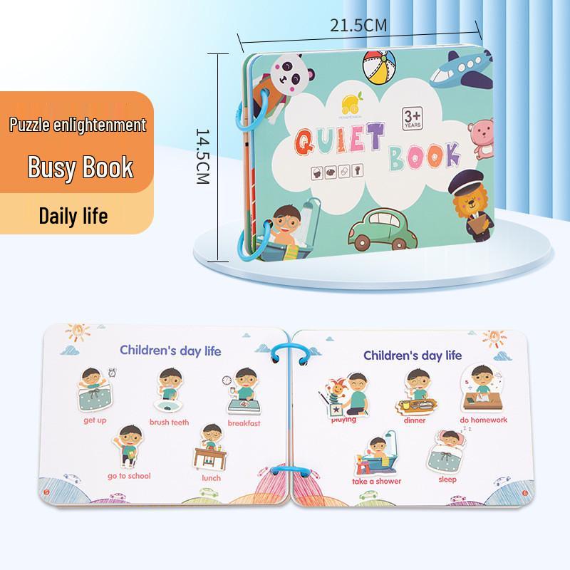 

Montessori Quiet Book: Cognitive & Hand-Eye Coordination Puzzle with Reusable Velcro Stickers for Early Education