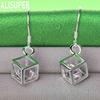 925 Sterling Silver Fashionable 3D Rubik's Cube AAA Zirconia Earrings - Exquisite Evening Jewelry