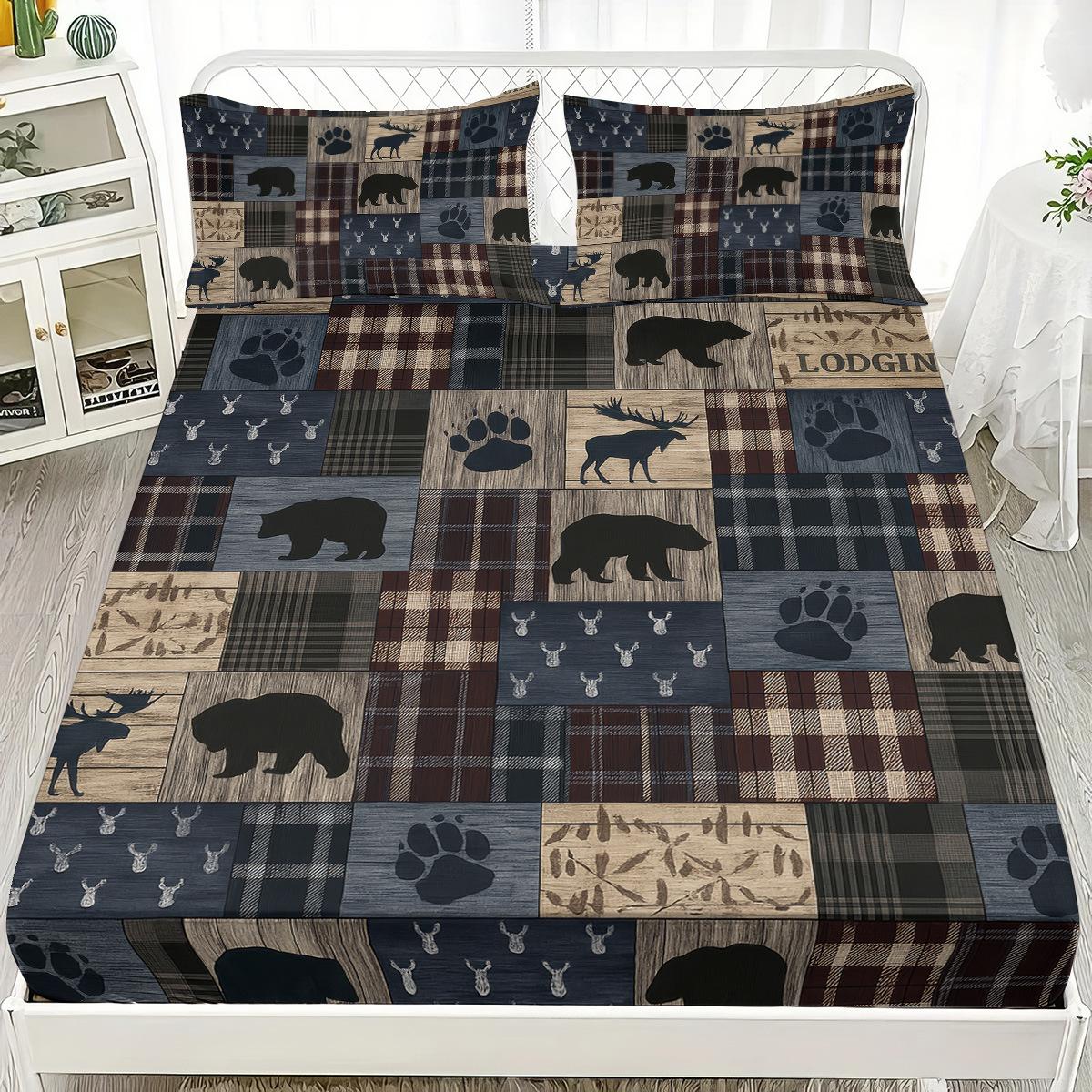 

Mattress Retro Deer 3D Digital Printing Pillowcase Bedspread Three-Piece Home Textile 90x191