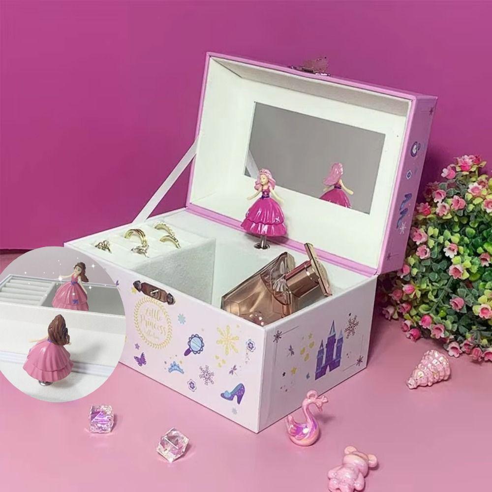 Cute Princess Music Box Cartoon Jewelry Storage Box Unique Children Musical Ornaments  Necklace Box