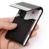Slim Metal Pocket Business Card Holder Case with Magnetic Shut PU Leather Card Wallet ID Organizer for Men Women